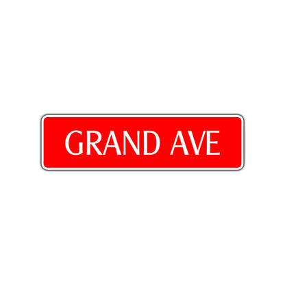 Grand Ave Road Aluminum Metal Novelty Street Plate Sign Wall Gift Decor