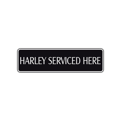 Harley Serviced Here Road Aluminum Metal Novelty Street Plate Sign Wall Gift Decor