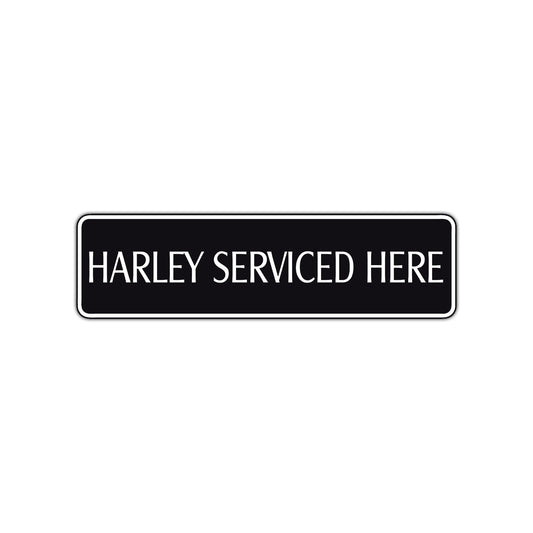 Harley Serviced Here Road Aluminum Metal Novelty Street Plate Sign Wall Gift Decor
