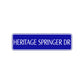 Heritage Springer Dr Harley Road Aluminum Metal Novelty Street Plate Sign Wall Gift Decor