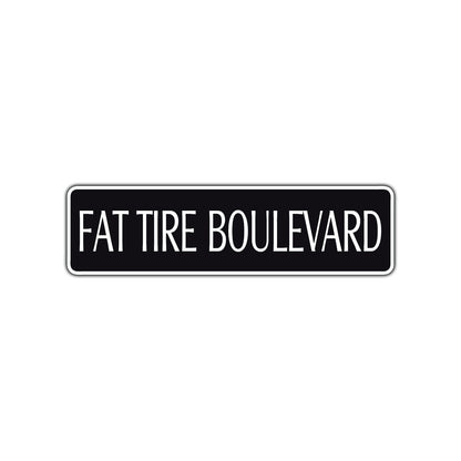 Fat Tire Boulevard Road Aluminum Metal Novelty Street Plate Sign Wall Gift Decor