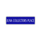 Junk Collectors Road Aluminum Metal Novelty Street Plate Sign Wall Gift Decor