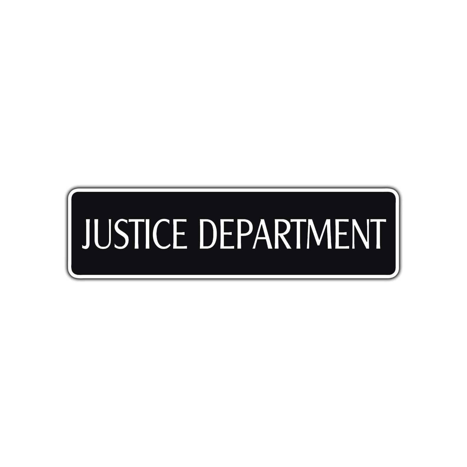 Justice Department Road Aluminum Metal Novelty Street Plate Sign Wall Gift Decor