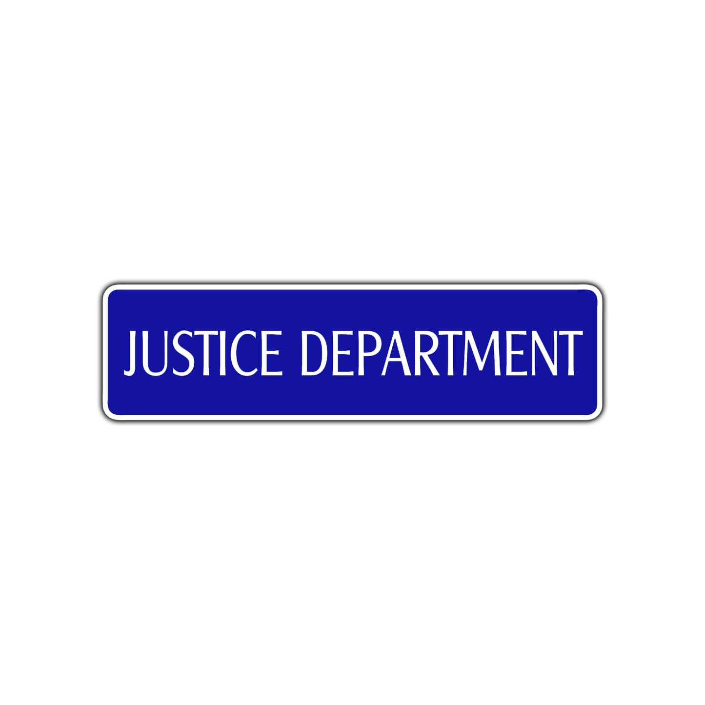 Justice Department Road Aluminum Metal Novelty Street Plate Sign Wall Gift Decor