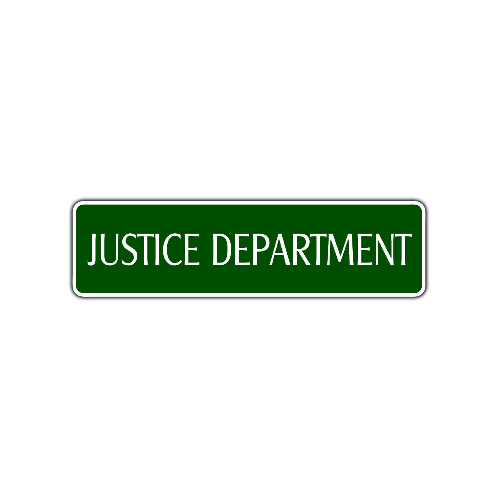Justice Department Road Aluminum Metal Novelty Street Plate Sign Wall Gift Decor