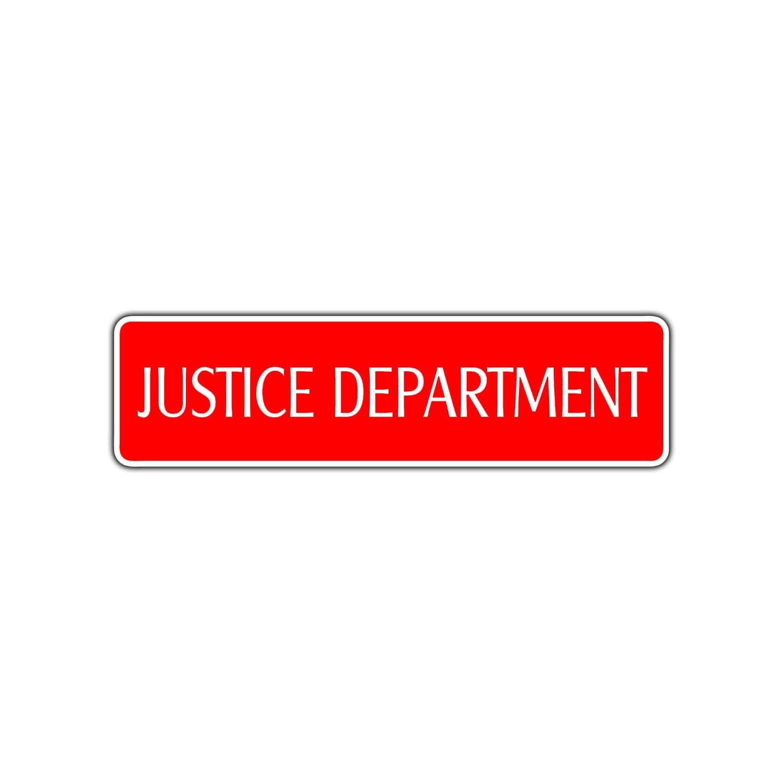 Justice Department Road Aluminum Metal Novelty Street Plate Sign Wall Gift Decor