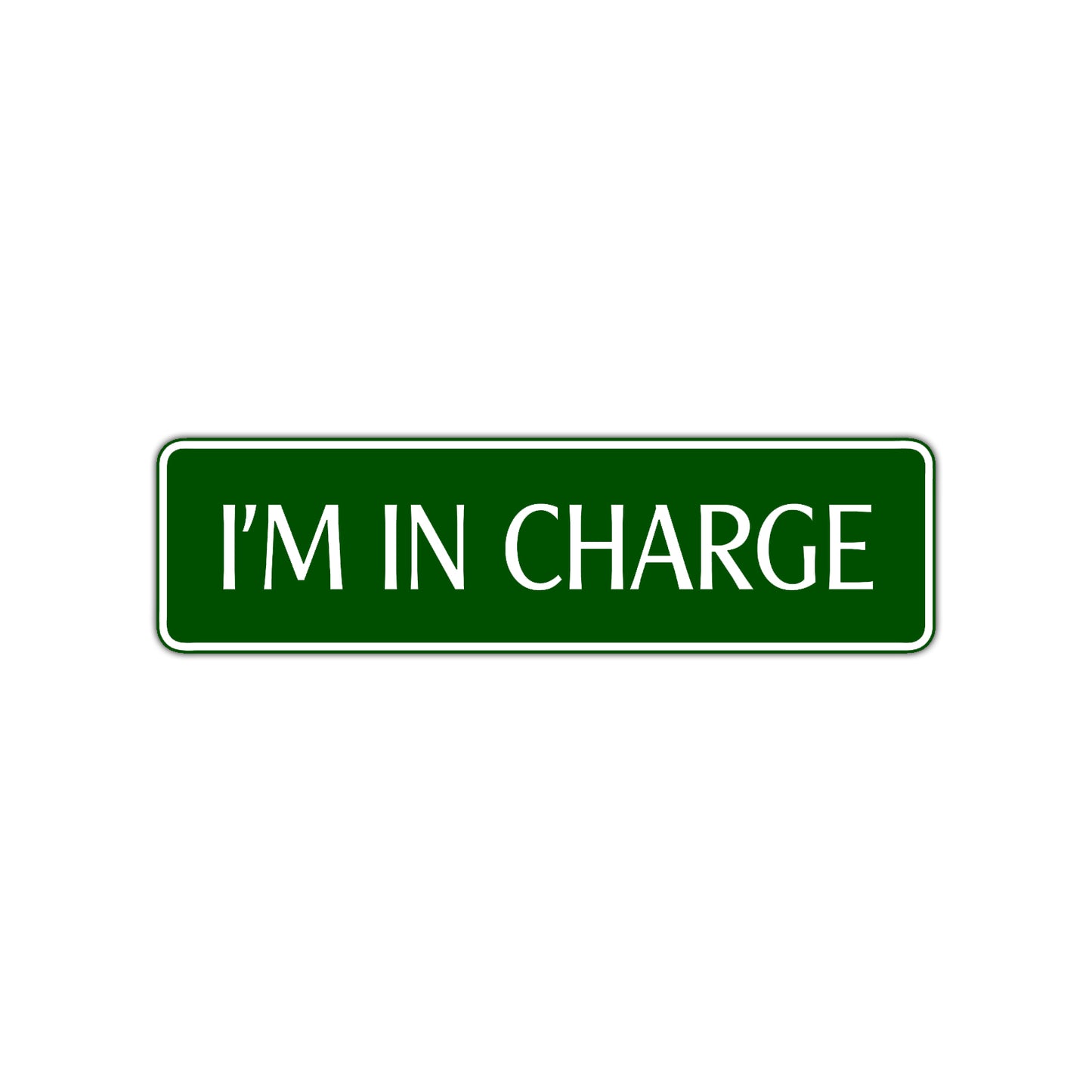 I'm In Charge Road Aluminum Metal Novelty Street Plate Sign Wall Gift Decor