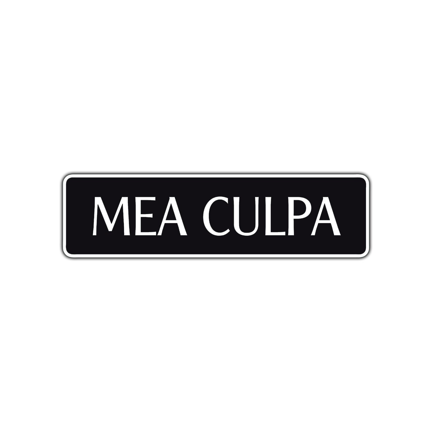 Mea Culpa Road Aluminum Metal Novelty Street Plate Sign Wall Gift Decor