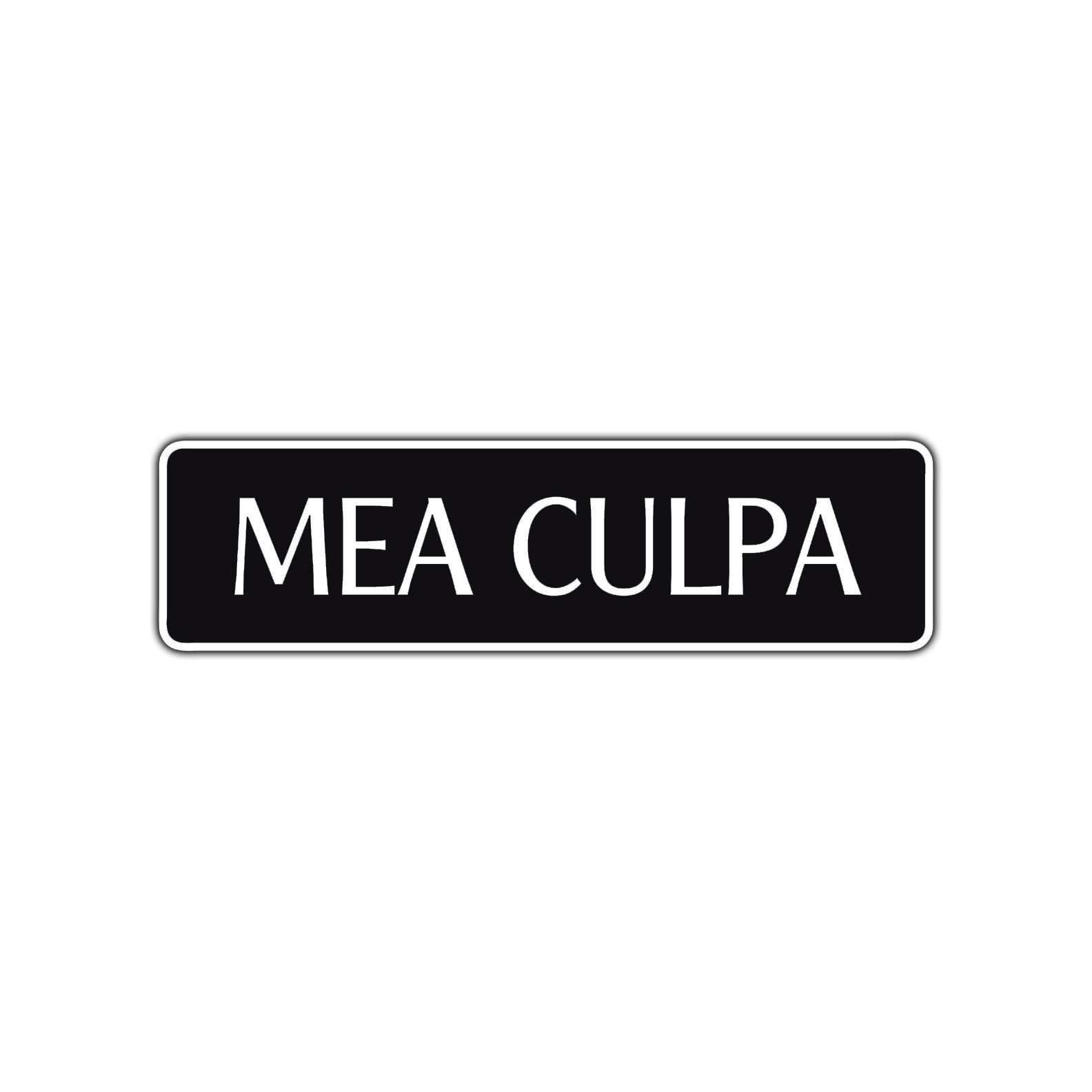 Mea Culpa Road Aluminum Metal Novelty Street Plate Sign Wall Gift Decor