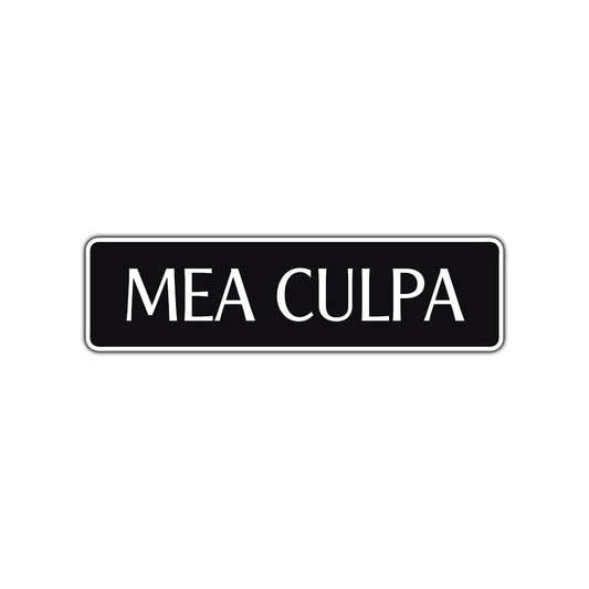 Mea Culpa Road Aluminum Metal Novelty Street Plate Sign Wall Gift Decor