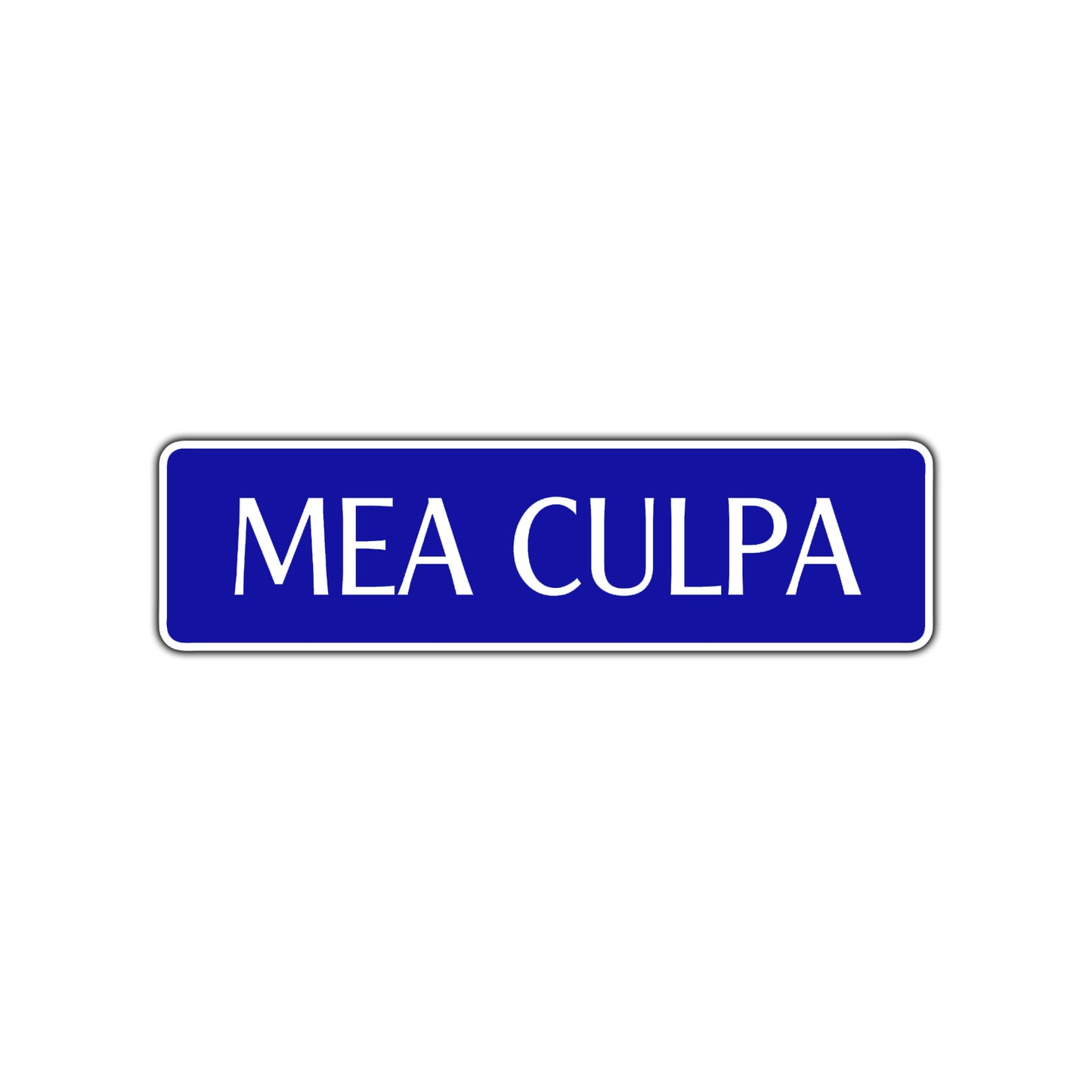 Mea Culpa Road Aluminum Metal Novelty Street Plate Sign Wall Gift Decor