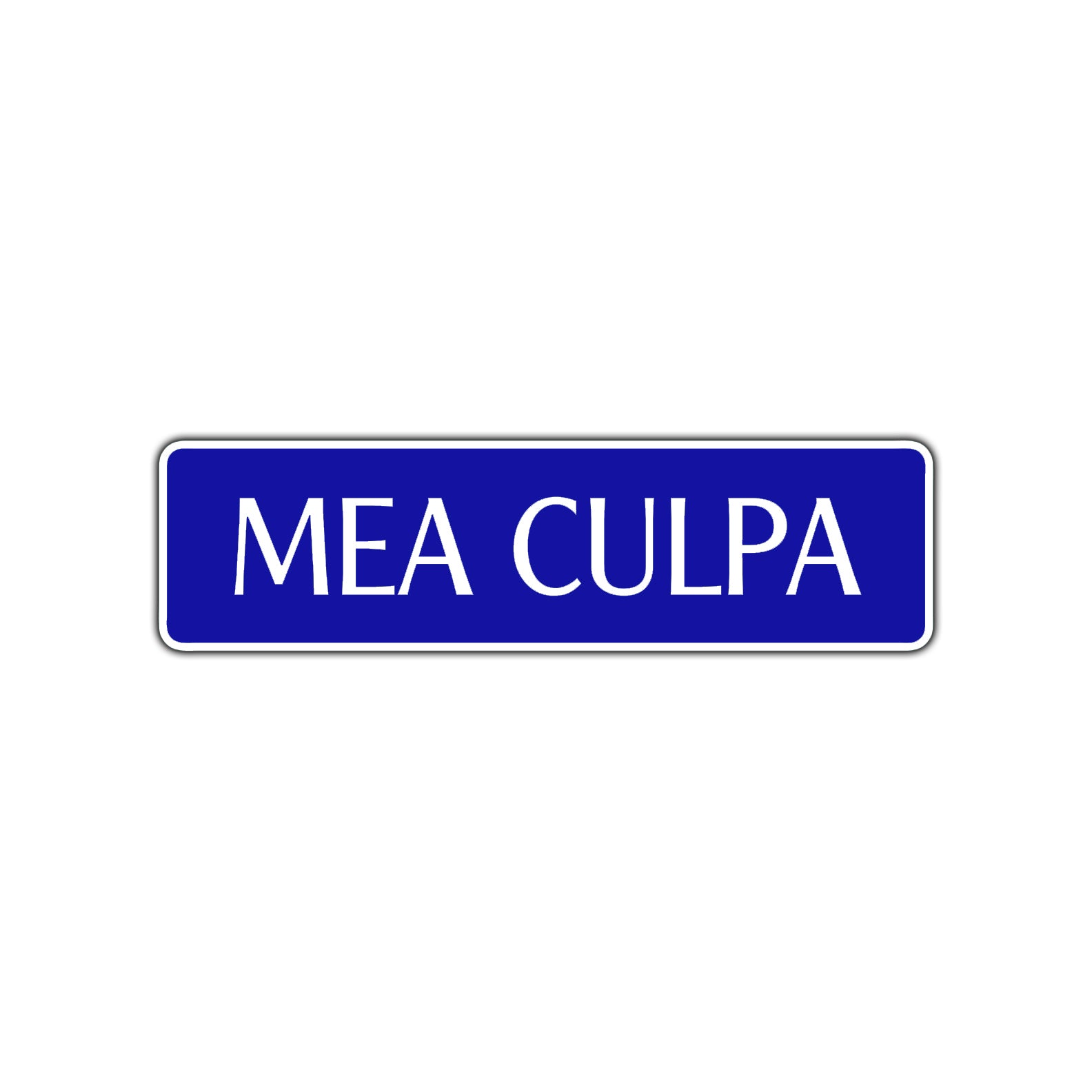 Mea Culpa Road Aluminum Metal Novelty Street Plate Sign Wall Gift Decor
