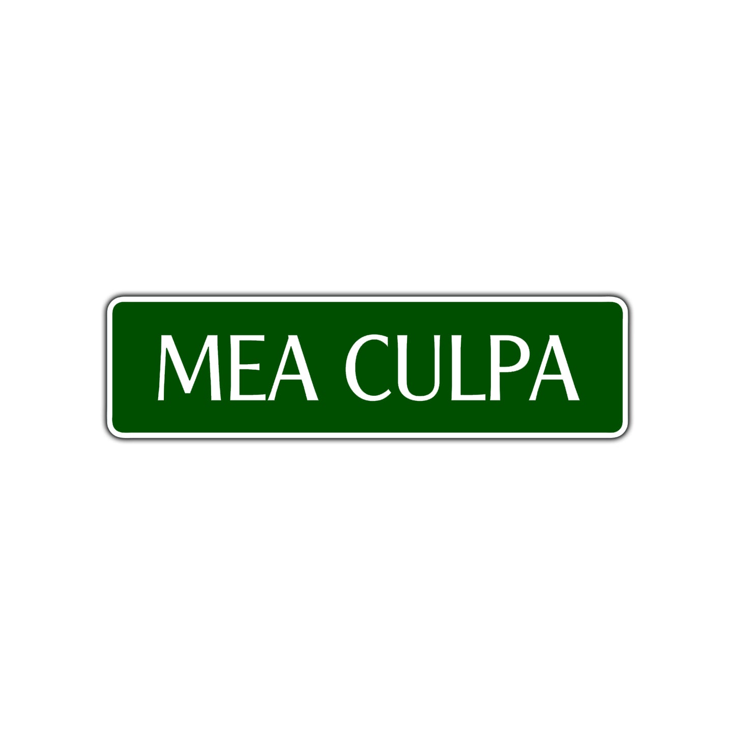 Mea Culpa Road Aluminum Metal Novelty Street Plate Sign Wall Gift Decor