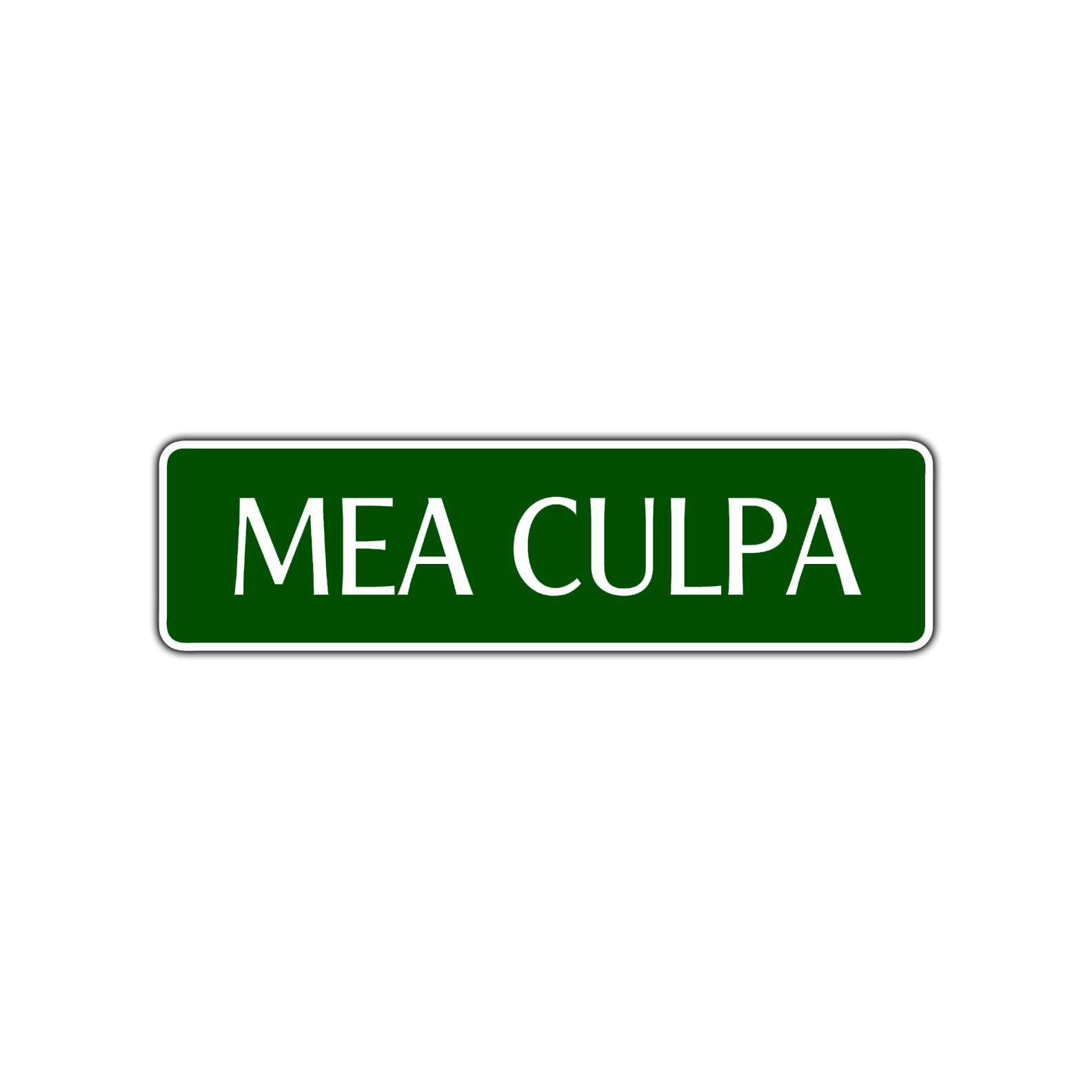 Mea Culpa Road Aluminum Metal Novelty Street Plate Sign Wall Gift Decor