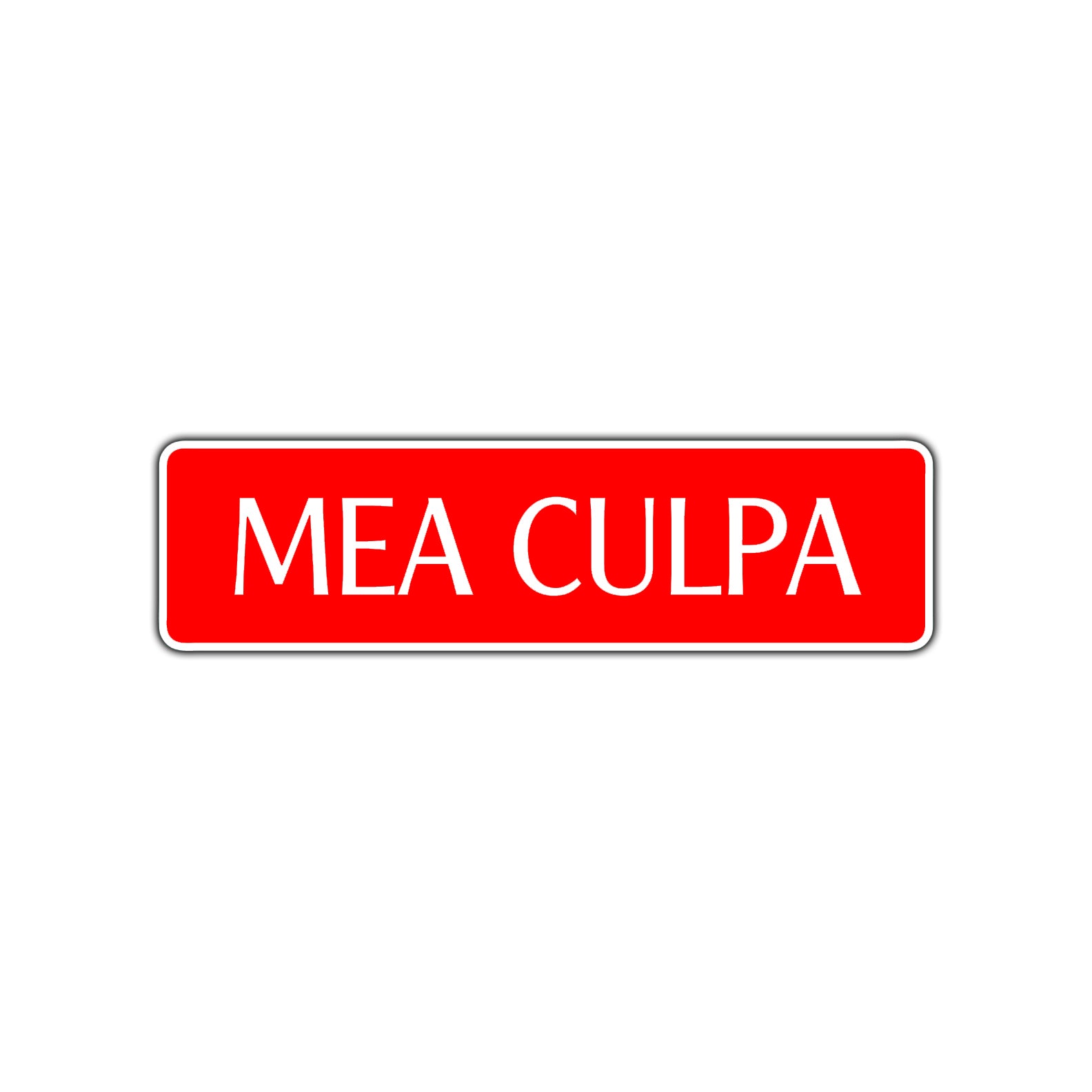 Mea Culpa Road Aluminum Metal Novelty Street Plate Sign Wall Gift Decor