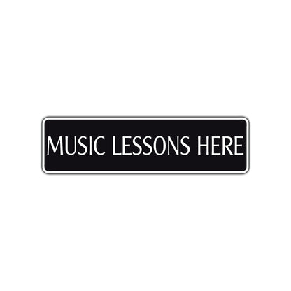 Music Lessons Here Road Aluminum Metal Novelty Street Plate Sign Wall Gift Decor