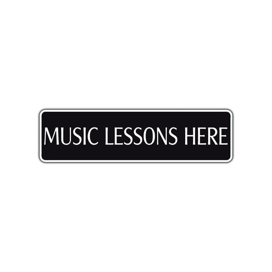 Music Lessons Here Road Aluminum Metal Novelty Street Plate Sign Wall Gift Decor