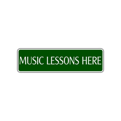 Music Lessons Here Road Aluminum Metal Novelty Street Plate Sign Wall Gift Decor
