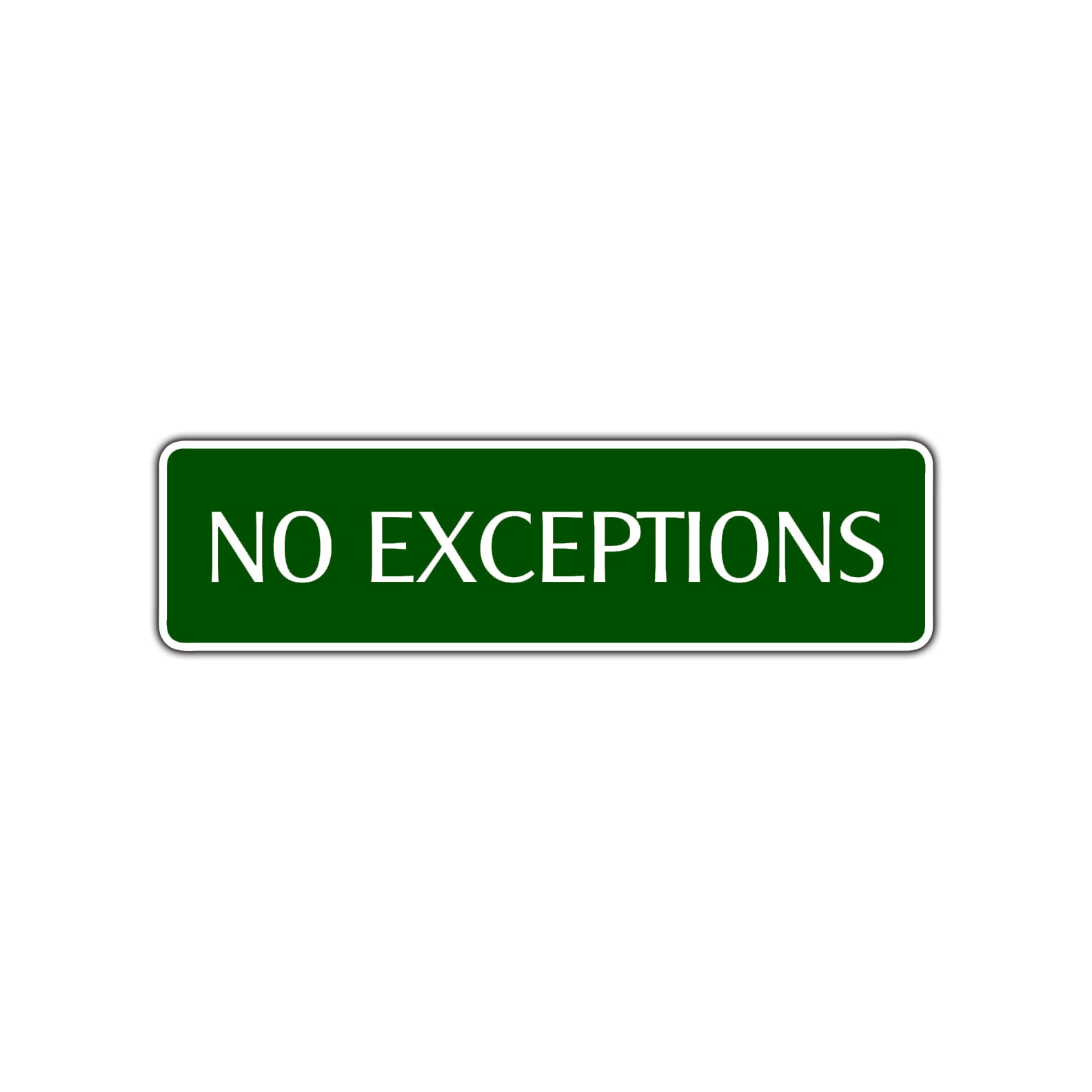 No Exceptions Road Aluminum Metal Novelty Street Plate Sign Wall Gift Decor