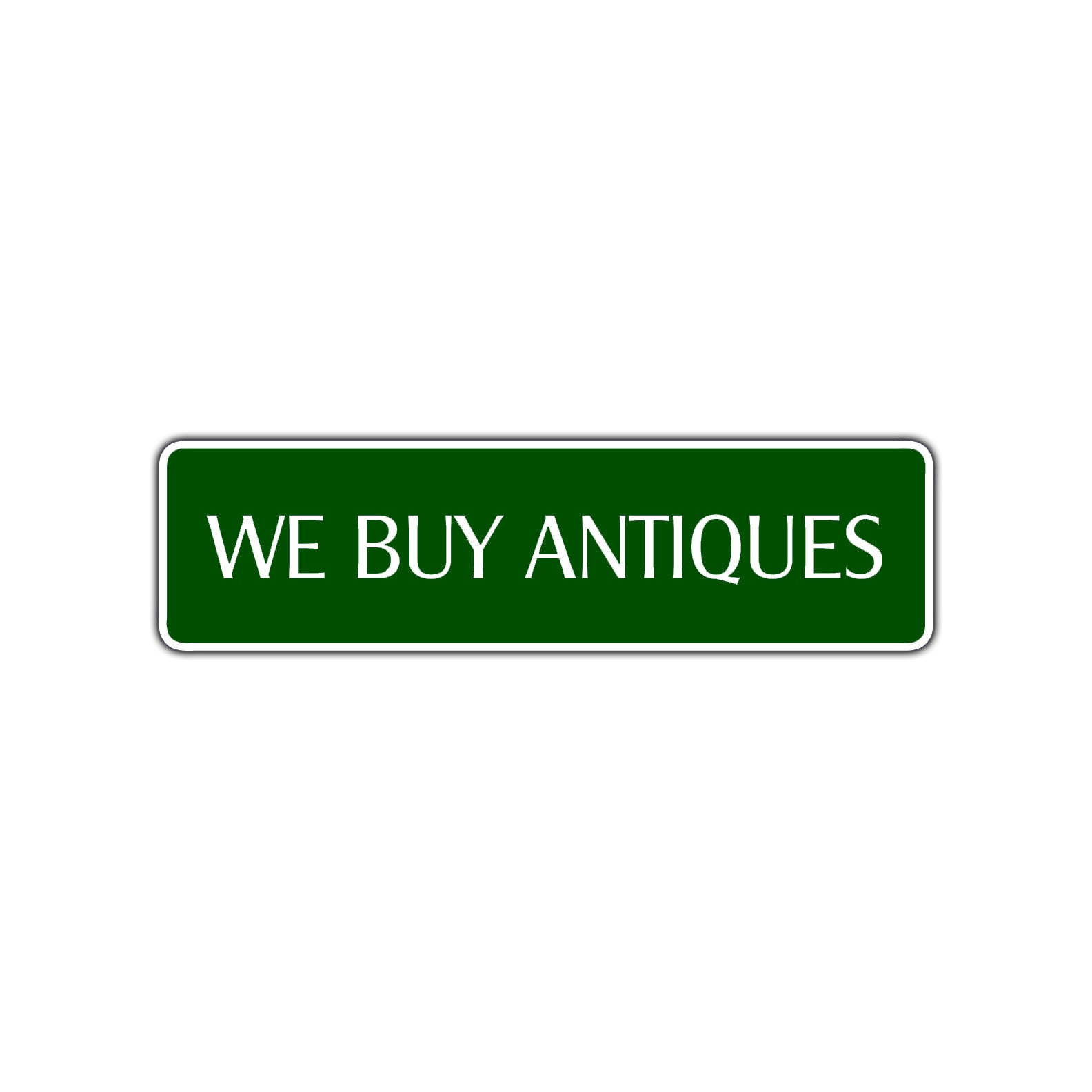 We Buy Antiques Road Aluminum Metal Novelty Street Plate Sign Wall Gift Decor