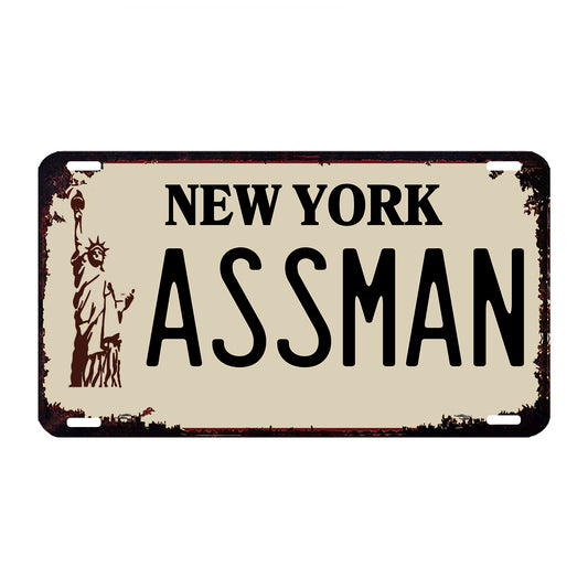 New York Assman License Plate Aluminum Sign
