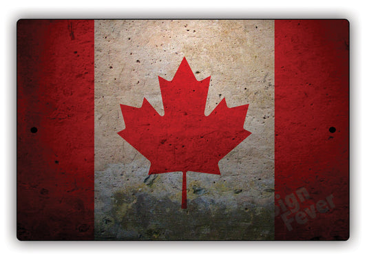Canada Country Nation Flag Novelty Vintage Rustic Grunge Wall Decor Aluminum Metal Sign Plate