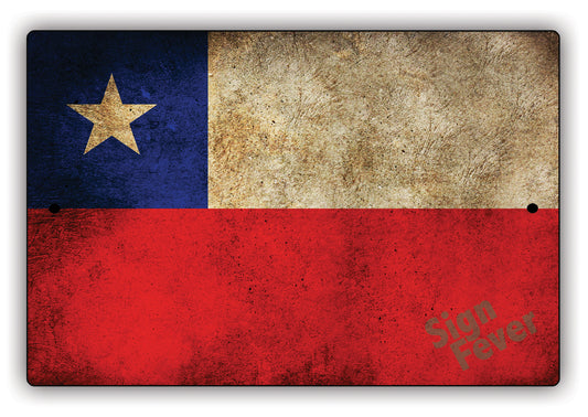 Chile Country Nation Flag Novelty Vintage Rustic Grunge Wall Decor Aluminum Metal Sign Plate