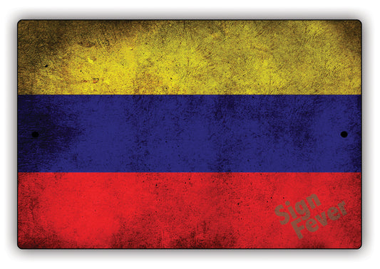 Colombia Country Nation Flag Novelty Vintage Rustic Grunge Wall Decor Aluminum Metal Sign Plate
