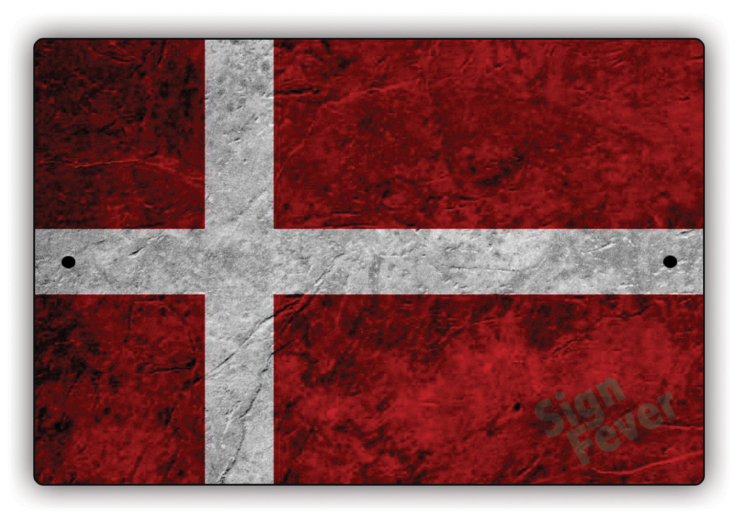 Denmark Country Nation Flag Novelty Vintage Rustic Grunge Wall Decor Aluminum Metal Sign Plate