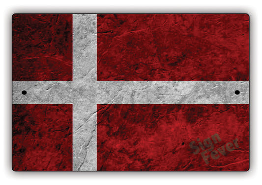 Denmark Country Nation Flag Novelty Vintage Rustic Grunge Wall Decor Aluminum Metal Sign Plate