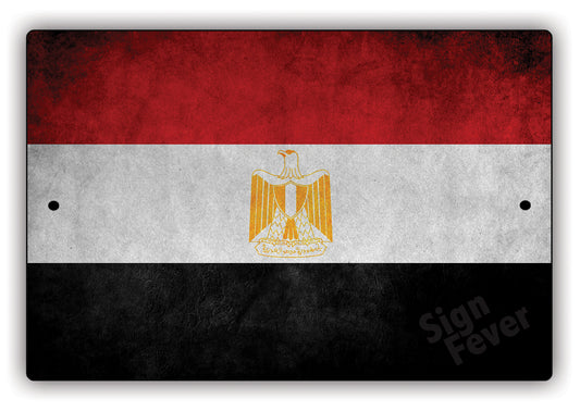 Egypt Country Nation Flag Novelty Vintage Rustic Grunge Wall Decor Aluminum Metal Sign Plate