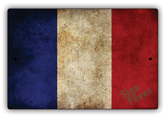 France Country Nation Flag Novelty Vintage Rustic Grunge Wall Decor Aluminum Metal Sign Plate