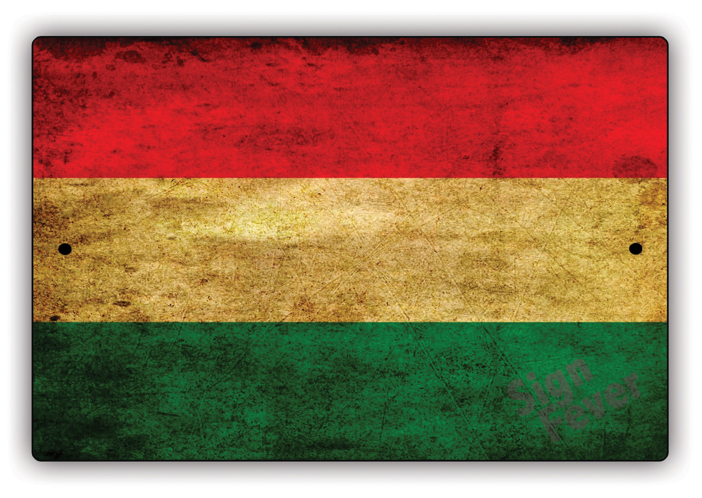 Hungary Country Nation Flag Novelty Vintage Rustic Grunge Wall Decor Aluminum Metal Sign Plate