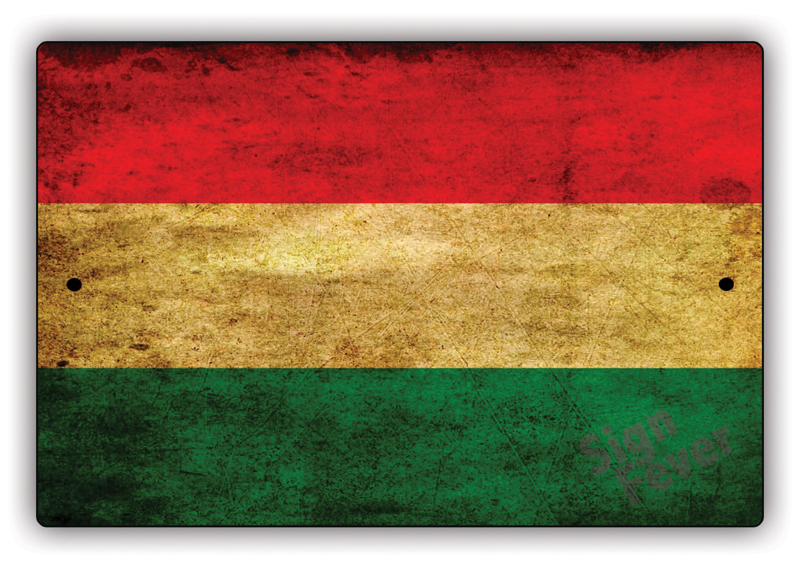 Hungary Country Nation Flag Novelty Vintage Rustic Grunge Wall Decor Aluminum Metal Sign Plate