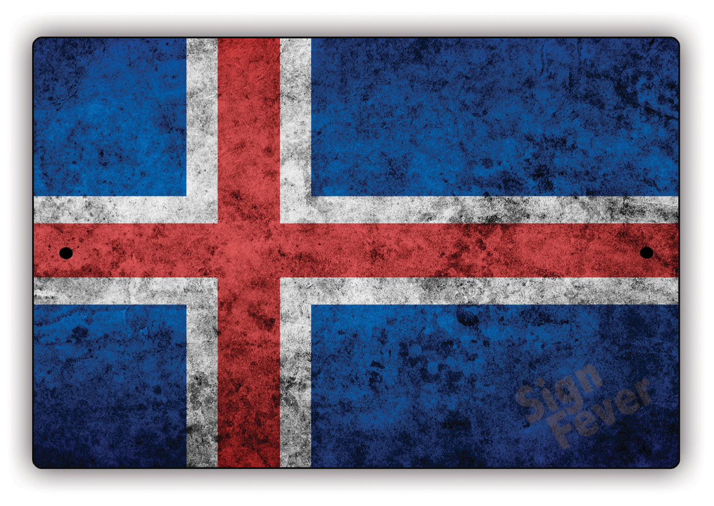 Iceland Country Nation Flag Novelty Vintage Rustic Grunge Wall Decor Aluminum Metal Sign Plate