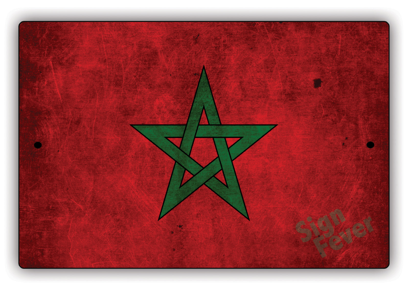 Morocco Country Nation Flag Novelty Vintage Rustic Grunge Wall Decor Aluminum Metal Sign Plate