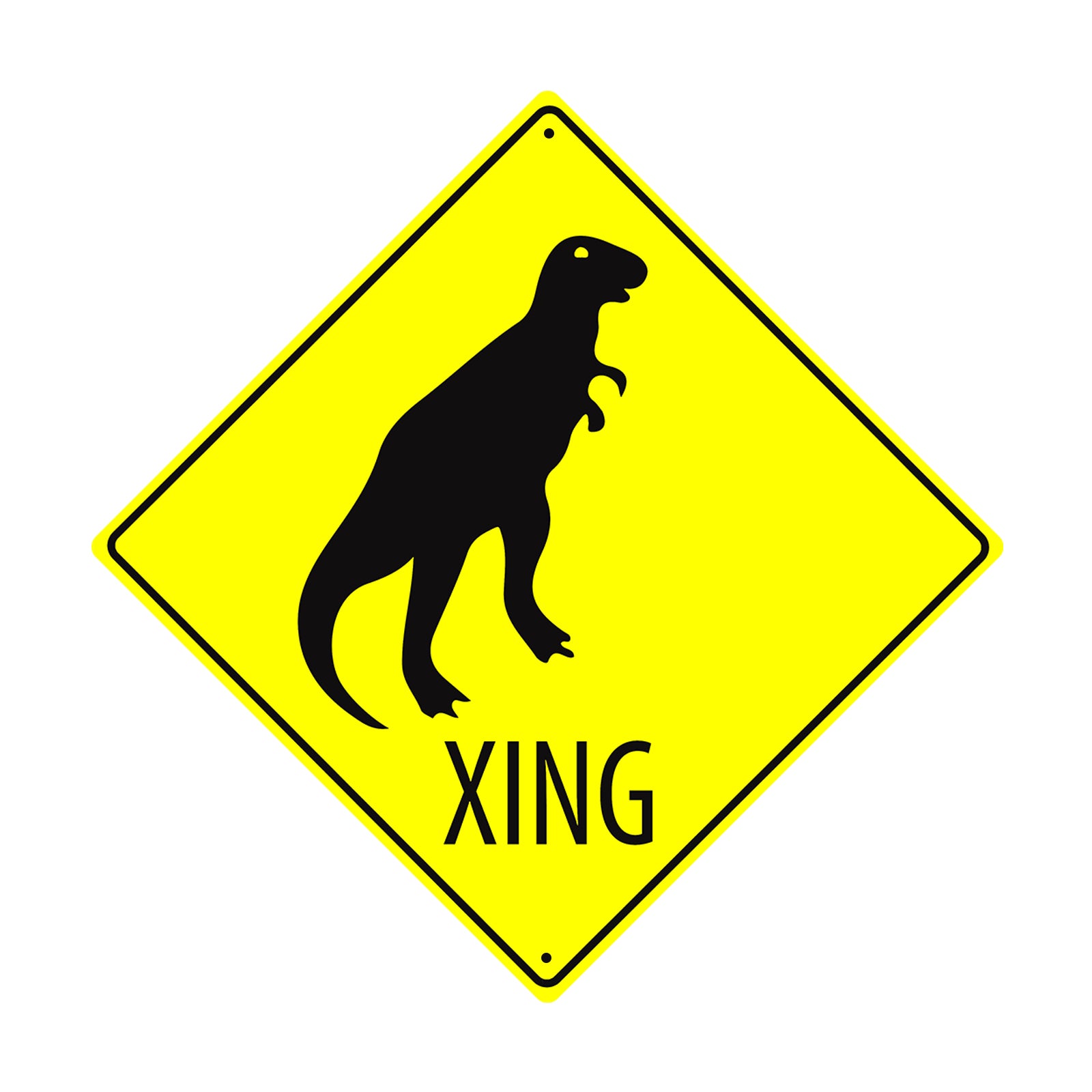 Funny Dinosaur Xing Matel Aluminum Notice Novelty Plate Attention Alert Sign