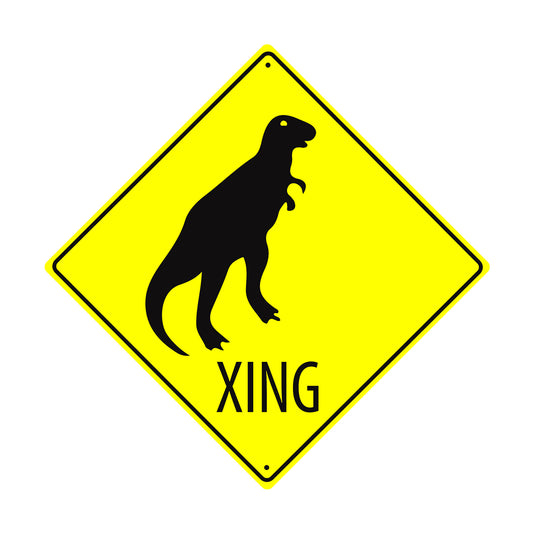 Funny Dinosaur Xing Matel Aluminum Notice Novelty Plate Attention Alert Sign