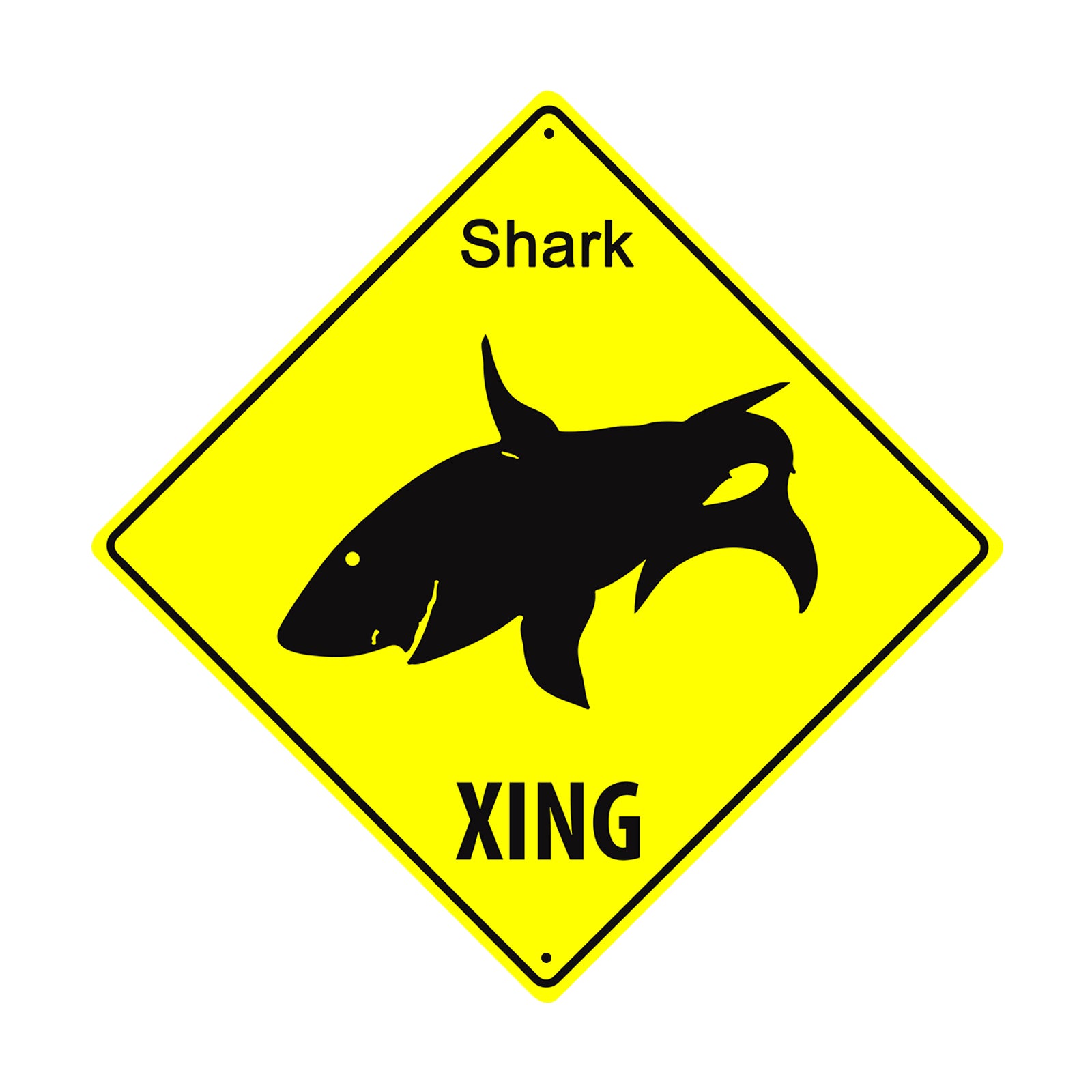 Caution Danger Shark Xing Funny Matel Aluminum Alert Notice Novelty Plate Sign