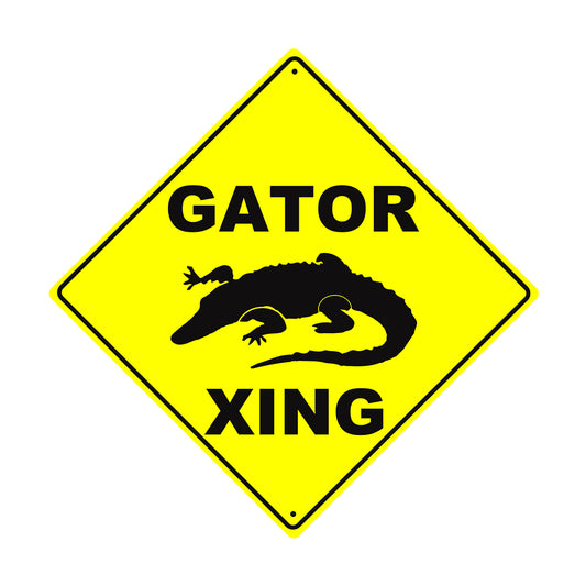 Gator Xing New Alligator Funny Road Matel Aluminum Notice Novelty Plate Crossing Sign