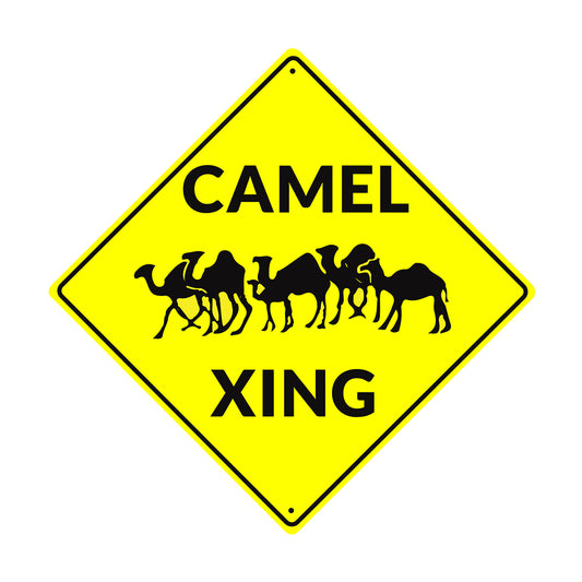 Camel Xing Desert Road Matel Aluminum Notice Novelty Plate Crossing Sign