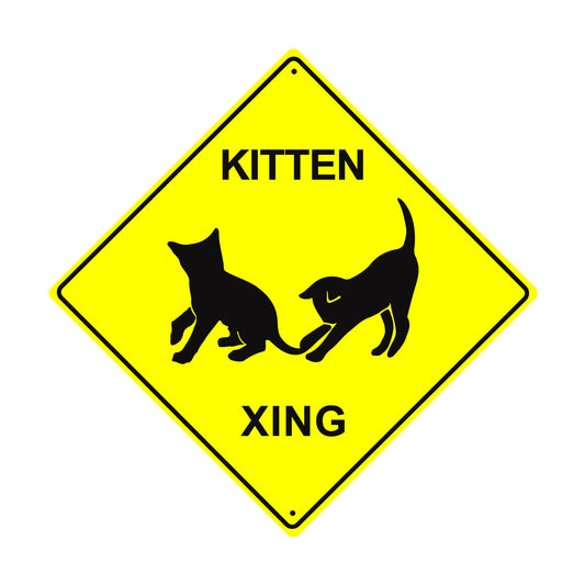 Kitten Xing Cat Road Matel Aluminum Notice Novelty Plate Crossing Sign