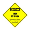 Caution Men At Work Women Work All The Time Matel Aluminum Notice Novelty Plate Crossing Sign