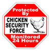 Protected By Chicken Security Force Monitored 24 Hours Road Street Matel Aluminum Notice Plate Sign