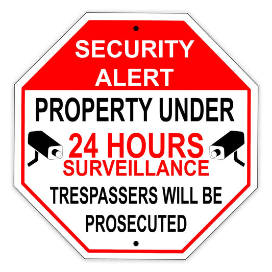Security Alert Property Under Surveillance Road Street Matel Aluminum Notice Novelty Plate Sign