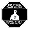 Secured By Owner And Gun Nothing Inside Is Worth Dying For Matel Aluminum Stop Sign