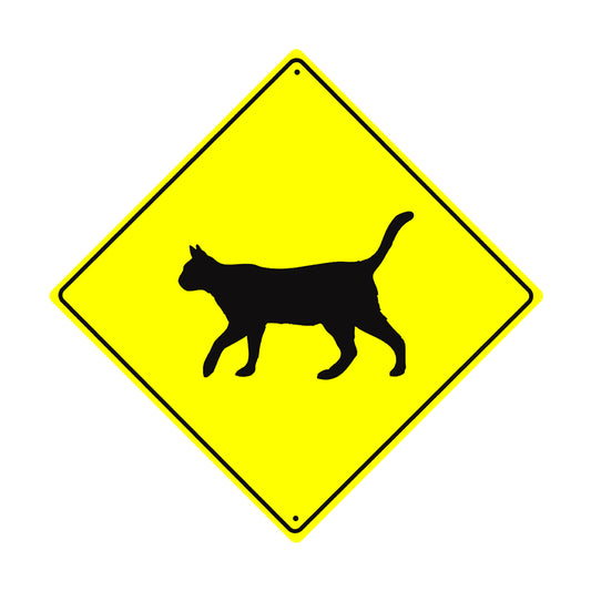 Cat Crossing Symbol Animal Xing Metal Aluminum Notice Novelty Road Plate Sign