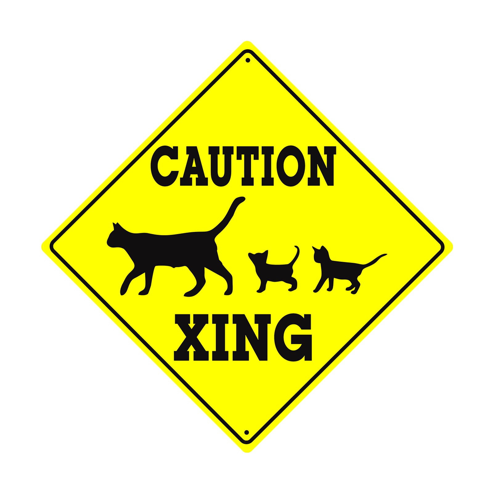 Caution Cat With Kittens Crossing | Diamond Sign - Sign Fever