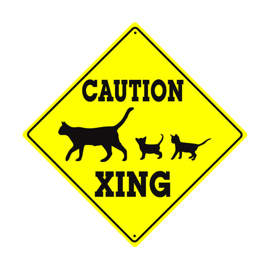 Caution Cat With Kittens Xing Symbol Animal Crossing Metal Aluminum Notice Novelty Road Plate Sign