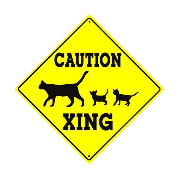 Caution Cat With Kittens Crossing | Diamond Sign - Sign Fever